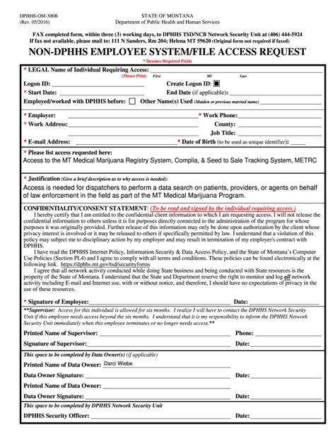 Fillable Online Dphhs Mt Security Access Request Forms Dphhs