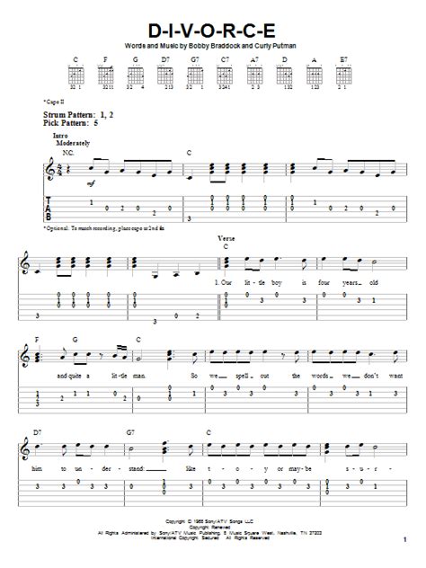 D I V O R C E By Tammy Wynette Easy Guitar Tab Guitar Instructor