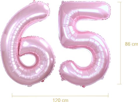 Ballon Cijfer 65 Jaar Roze Helium Ballonnen Verjaardag Versiering