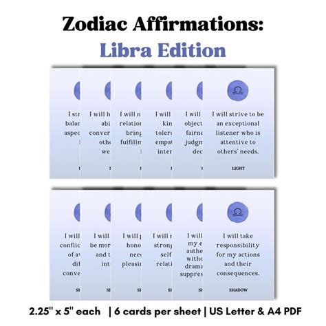 Printable Affirmation Cards Zodiac Series Libra DIY Printables S Ko