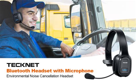 Tecknet Bluetooth Wireless Headset With Microphone For Pc Trucker Bluetooth Headset