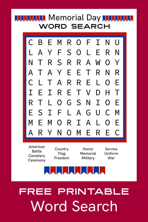 Free Printable Memorial Day Word Search Mama Likes This