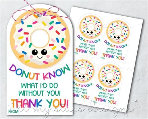 PRINTABLE DONUT Know What I D Do Without You Thank You Etsy