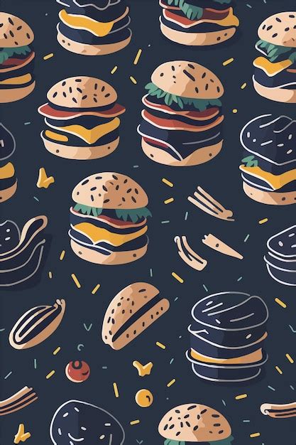 Premium Vector Tasty Retro Burgers Vertical Burger Wallpaper