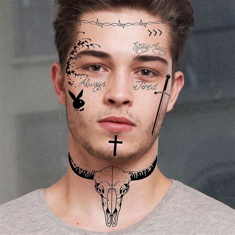 Fiyachy Post Malone Temporary Tattoos For Adults 12 Sheets Prisoner Face And Skull Set