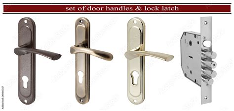 Set of door handles and door latch lock Stock Photo | Adobe Stock