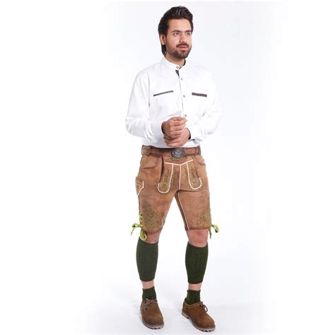 Faded Brown Double Shaded Trachten Lederhosen With Fine Embroidery