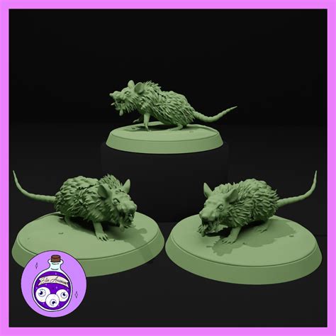 Mutant Rat Mount Set 6 Miniatures 32mm Miniset Net Miniatures