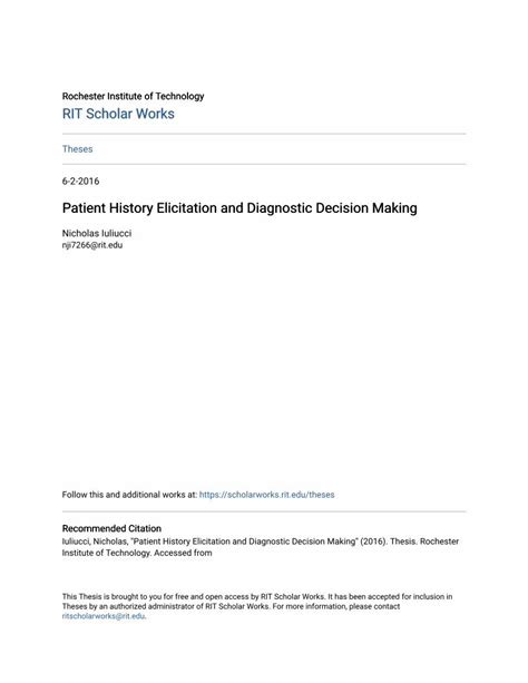 Pdf Patient History Elicitation And Diagnostic Decision Making