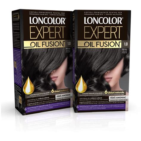 Pachet Vopsea De Par Permanenta Loncolor Expert Oil Fusion Negru