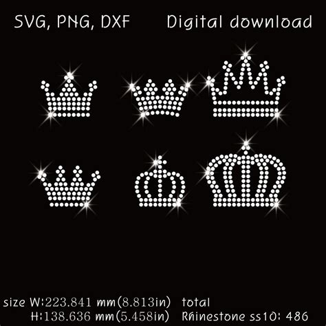 Mini Crowns Download Ss10 Rhinestone Templates Svg Png Dxf Etsy