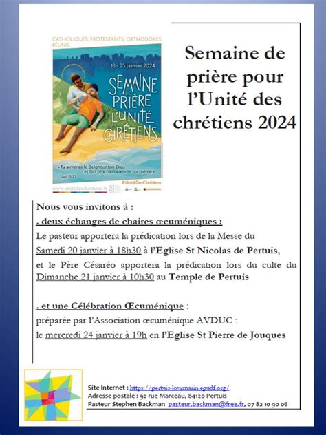 Semaine de prière pour l unité des chrétiens du 18 au 25 janvier 2024