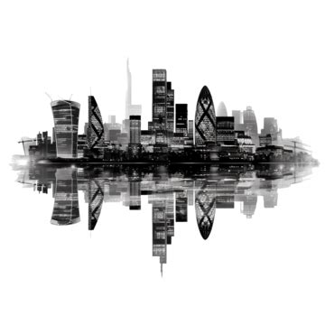 London City Skyline Black And White Silhouette London Skyline City