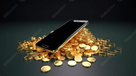 Illustrated 3d Smartphone With Stacked Gold Coins In Minimalist Design ...