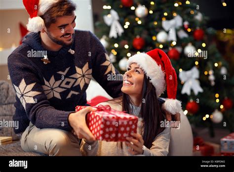 Christmas Surprise For Girlfriend On Christmas Eve Stock Photo Alamy