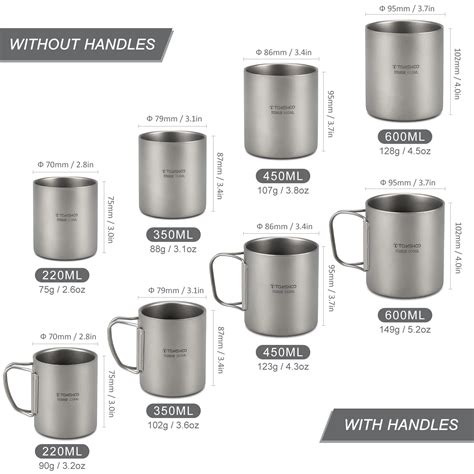 Tomshoo Titanium Water Cup Double Wall Coffee Tea Mug For Home Outdoor