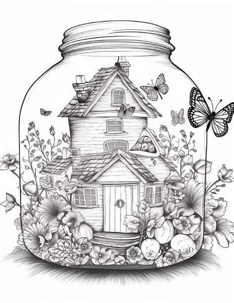 Magical Tiny Houses In A Jar Coloring Book Is An Adult Coloring Book