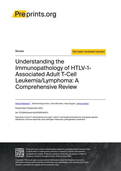 PDF Understanding The Immunopathology Of HTLV 1 Associated Adult T