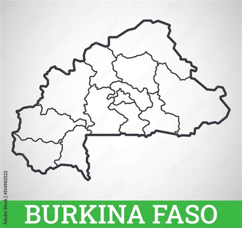 Simple Outline Map Of Burkina Faso Vector Graphic Illustration Stock