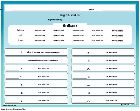 Arbetsblad F R Elordf Rr D Storyboard Por Sv Examples