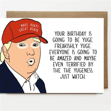 Donald Trump Yuge Happy Birthday Card Parody Funny Card Etsy