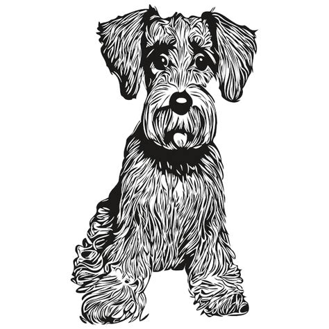 Schnauzer Miniatura Perro Logo Dibujado A Mano L Nea Arte Vector Dibujo