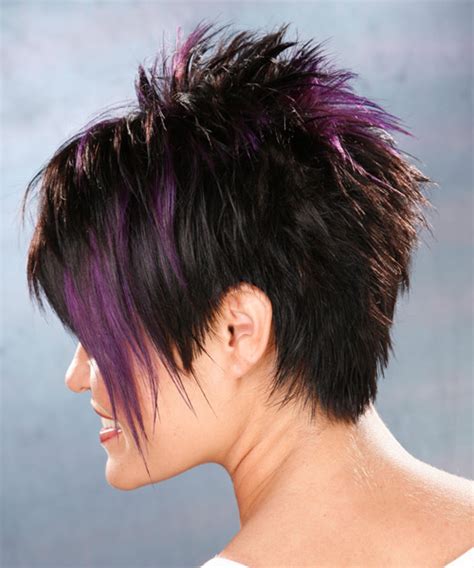 Short Straight Alternative Hairstyle Black Plum Hair Color With