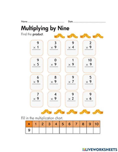 9s Multiplication Worksheet Live Worksheets