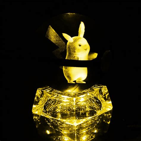 Pikachu Crystal Pokeball D Led Mm Large Laser Engraved Etsy