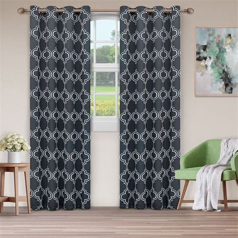 Superior Bohemian Trellis Blackout 2 Panel Curtains Navy Blue Panel