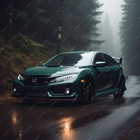 Premium Ai Image A British Racing Green Honda Civic