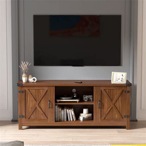 Furmax Barn Door Tv Stand Media Console Center Industrial Style For Tvs