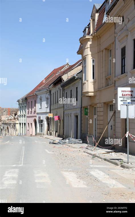 City center of Petrinja three months after devastating earthquake , in Petrinja, Croatia, on ...