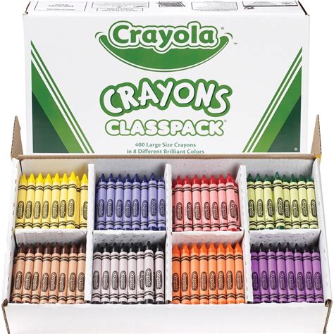 Crayola 8-Color Classpack Crayons - 4" Length - 0.4" Diameter - Red, Blue, Yellow, Orange, Green ...