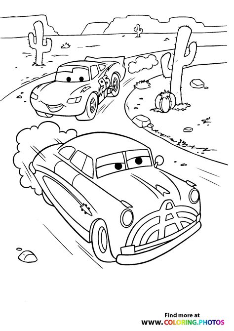 Doc Hudson racing - Coloring Pages for kids