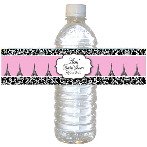 Personalized Eiffel Tower Parisian Theme Water Bottle Label