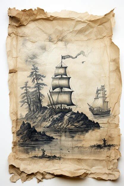 Premium AI Image | There is a drawing of a ship on a piece of paper ...