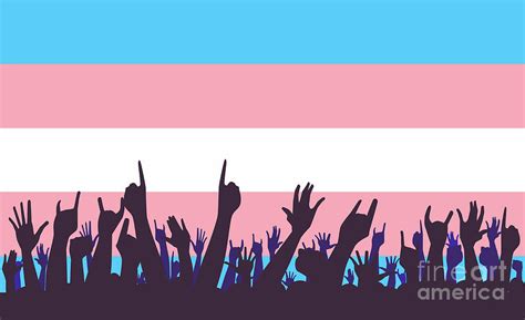 Transgender Pride Flag With Waving Hands Digital Art By Bigalbaloo