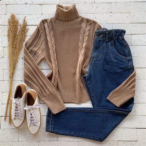 Blusa Trico Gola Alta Trama Detalhe Manga Nude Dondoca Moda Feminina