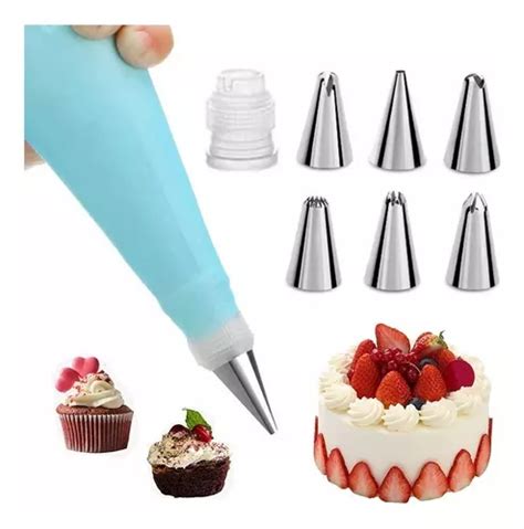 Kit Confeiteiro Saco Decorador Bolo E 6 Bicos Inox Decoração MercadoLivre