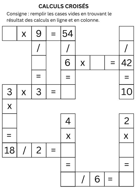 Calculs croisés une manière ludique de réviser les tables de