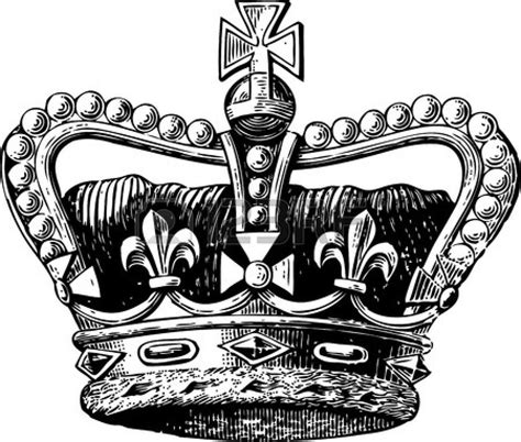 Vintage Engraving Of A Royal Crown With Diamonds And Cross Sign