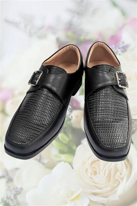 Boys Black Matt Lizard Pattern Leather Shoes Boys Wedding Shoes