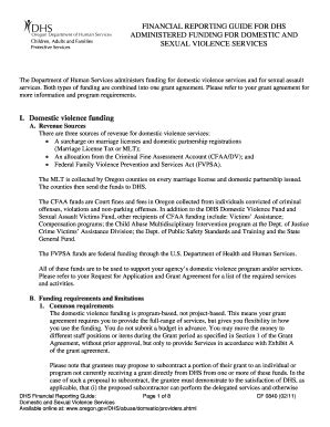 Fillable Online Apps State Or FINANCIAL REPORTING GUIDE FOR DHS Fax