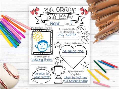 All About Dad Questionnaire Printable Fathers Day T Fathers Day