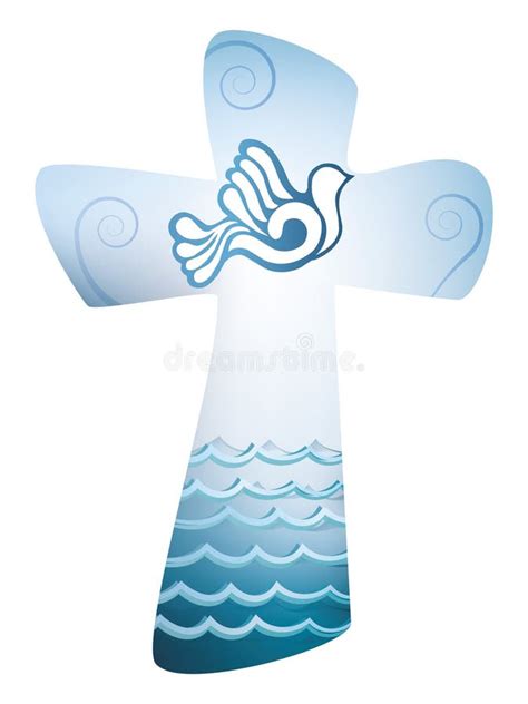 Christian Baptism Illustration Concept with Dove and Man Silhouette in the Sea Stock ...