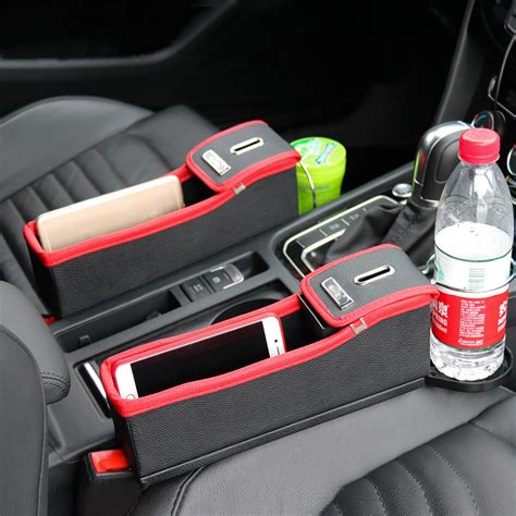 Car Seat Gap Pocket Organizer Leak Proof Storage Bag With Drinks Holder