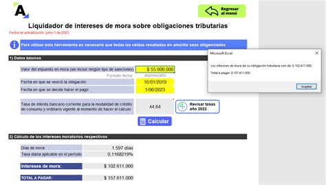 Liquidador en Excel de intereses moratorios Actualícese