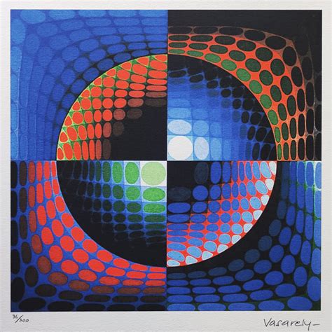 1970s Original Victor Vasarely Op Art Limited Edition Lithograph Hunt