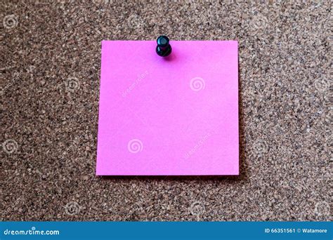 Pink Note Paper Pin On The Cork Board Stock Image Image Of Background